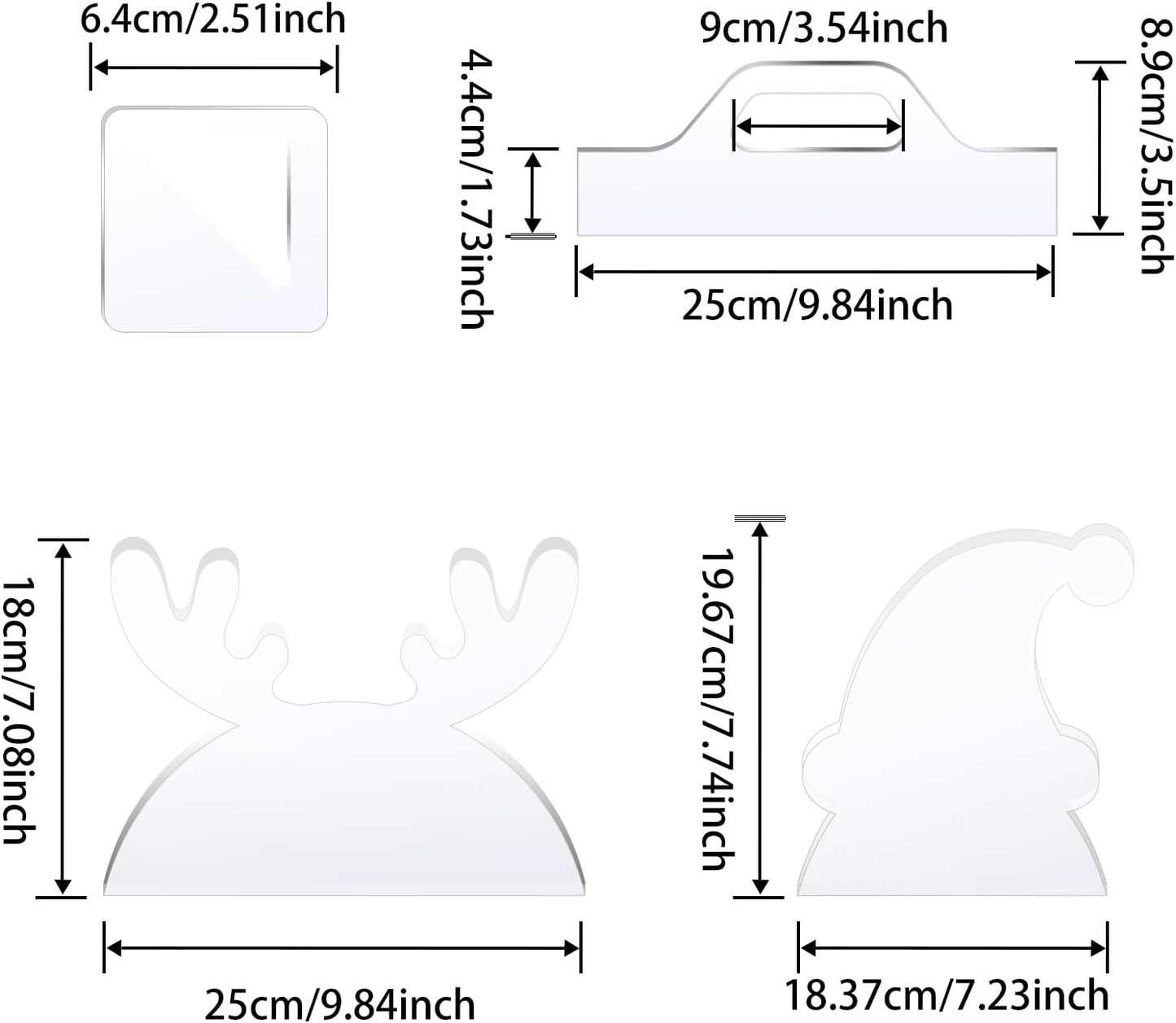 Router Templates, 4pcs Acrylic Charcuterie Board Handle Template, LYMOI Clear Cut Board Thick Handle Template, Angled Curvy Tracing Stencils Cut Guide Tools for Kitchen Woodworking. (Style 1)
