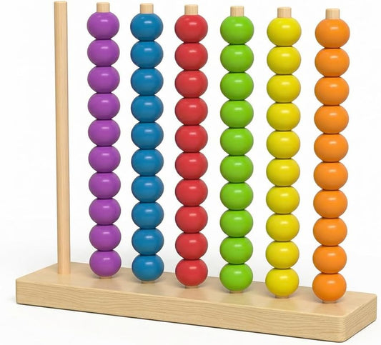 Color Matching Stacking Puzzle Game, Wooden Color Match Challenge Game Fast Color Stack Challenge Ring Stack Puzzle with Racks and Rings, Tabletop Brain Teaser for Family Friend Friendly Fun (#B)