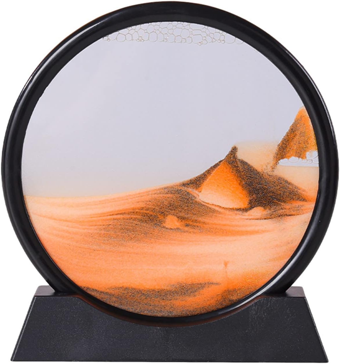 Arthink Moving Sand Art Picture in Motion Round Glass 3D Deep Sea Landscape, Dynamic Sand Art Sandscapes, Sensory Relaxing Desktop