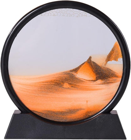 Arthink Moving Sand Art Picture in Motion Round Glass 3D Deep Sea Landscape, Dynamic Sand Art Sandscapes, Sensory Relaxing Desktop