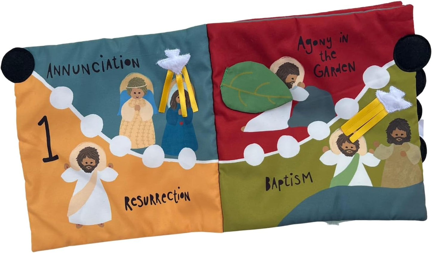 Rosary Quiet Book for Babies and Toddlers - Explore The Mysteries of The Rosary Through Play - Interactive Faith-Based Sensory Learning - Ideal for Family Prayer and Baptism Gifts