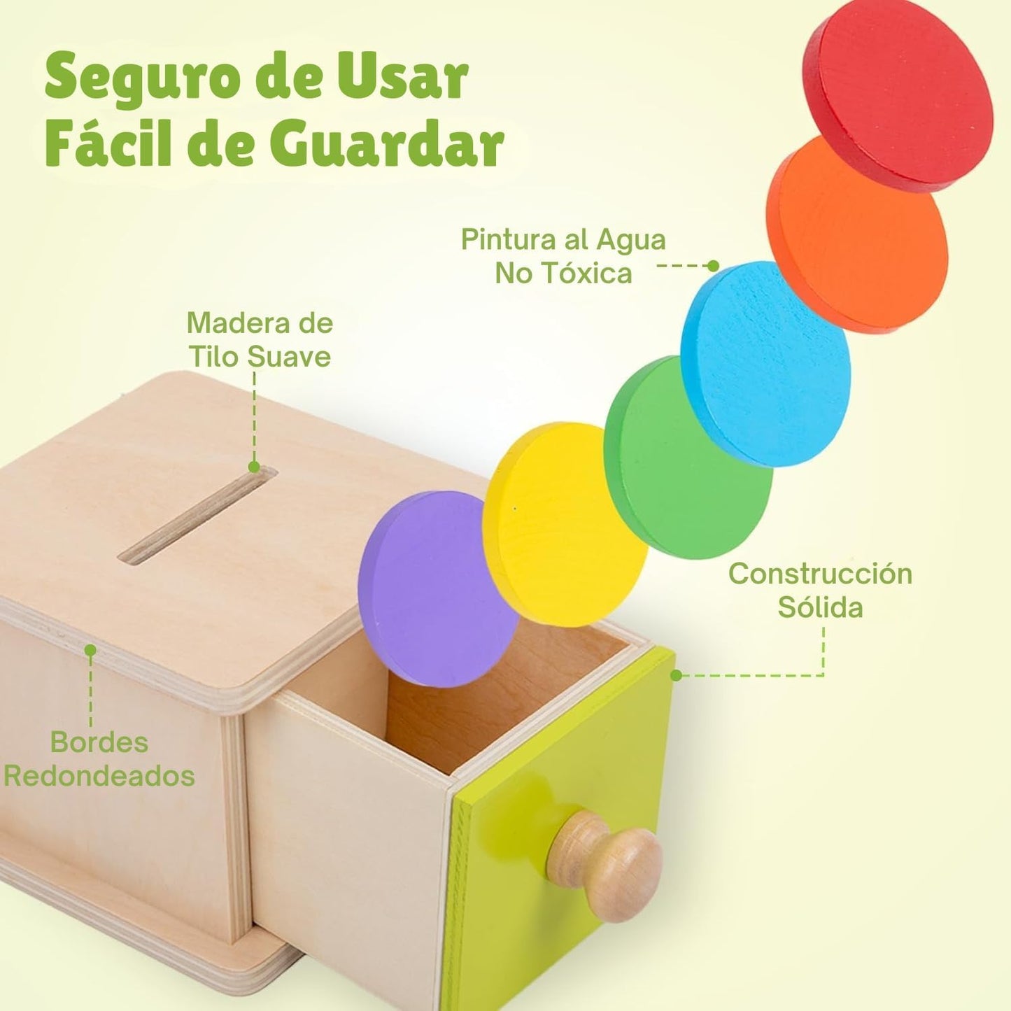 Adena Montessori Coin Box -Natural Wood Double-Sided Object Permanence Box Toy for 1-Year-Old Babies, Wooden Montessori Developmental Toy for 6-12 Month, Early Learning Gift