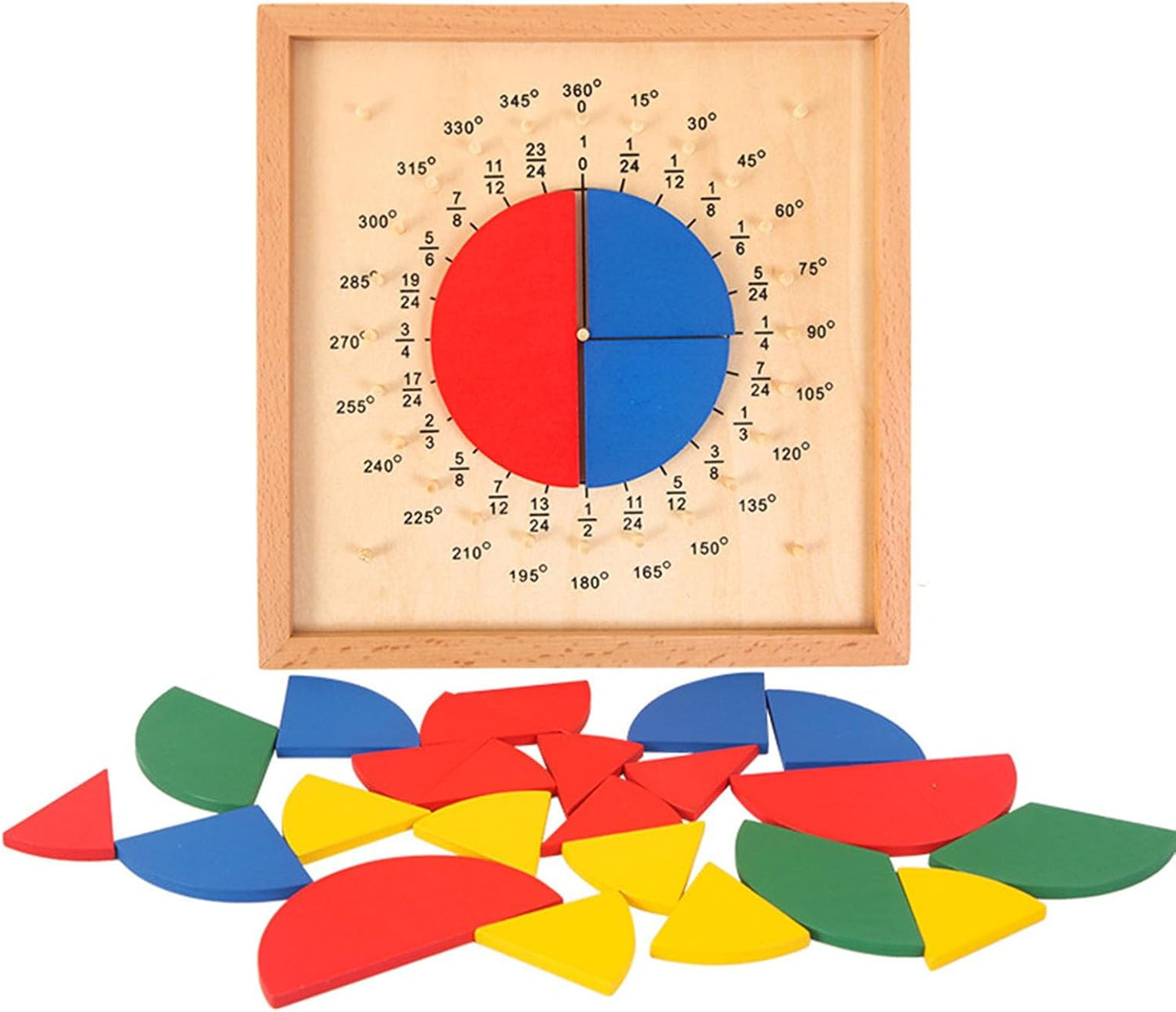 Montessori Fraction Circle Board, Wooden Math Manipulatives for Kids Early Learning