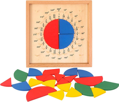Montessori Fraction Circle Board, Wooden Math Manipulatives for Kids Early Learning