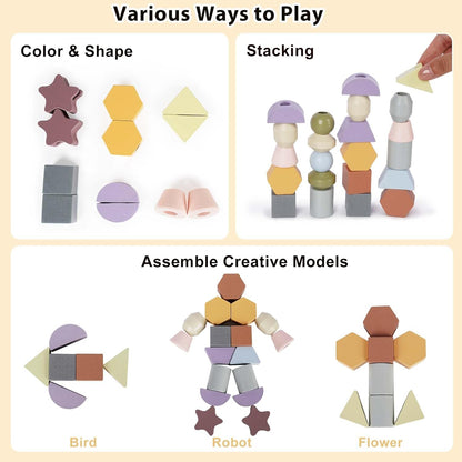 Montessori Toys for 3 Year Old - Wooden Lacing Beads & Stacking Blocks Toys for 3 4 5 Year Old Girl Boy Easter Birthday Gifts, Preschool Learning Activities With Beads Sequencing Set for Kids Age 3+
