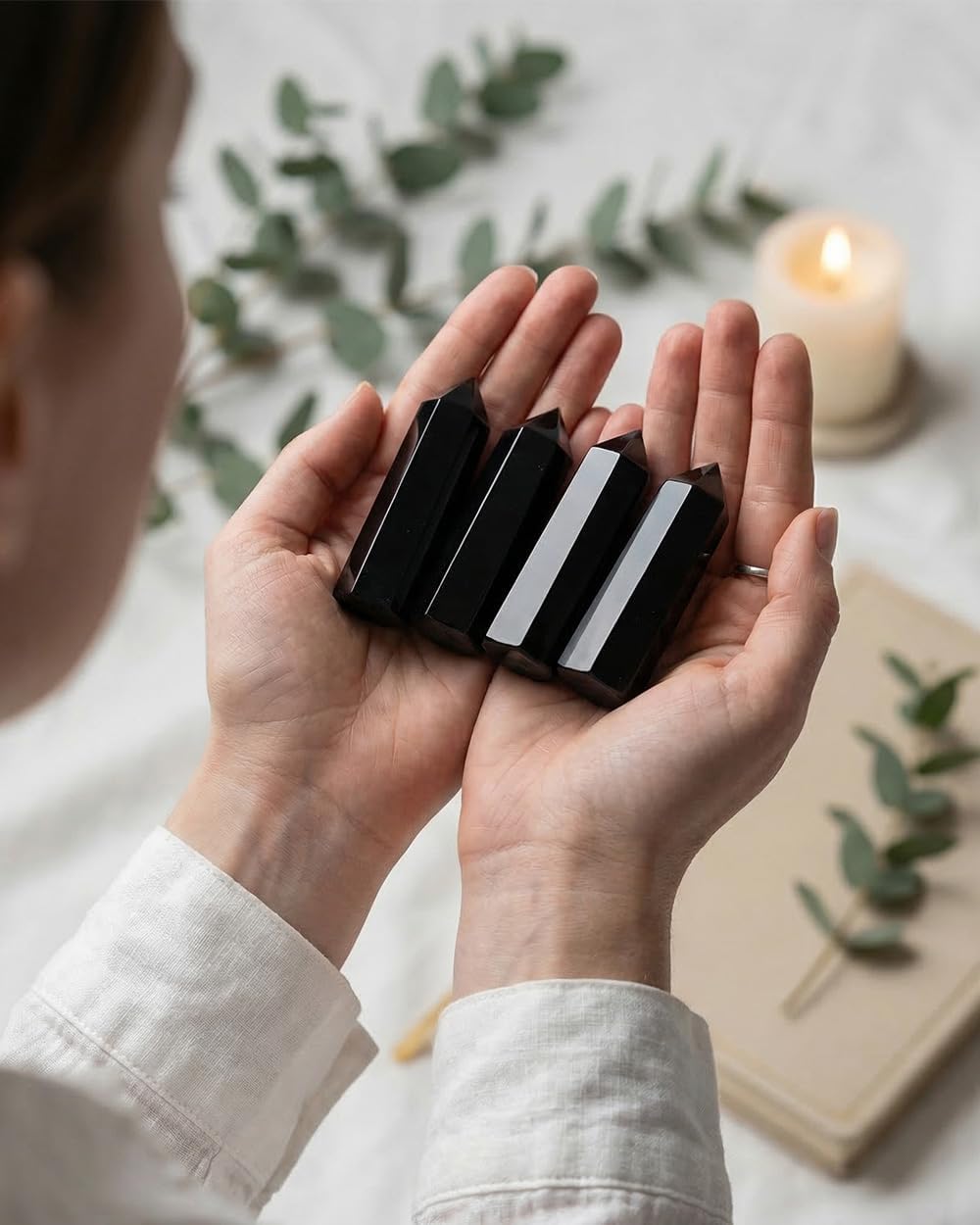 Crystals and Healing Stones, 9 Pcs Healing Crystals Set, 7 Chakra Crystal Stones Set Real Natural Selenite Pyramid Reiki Raw Rock Energy Protection Meditation with Wooden Box, Crystal Gifts for Women
