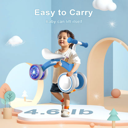 Gamfeiny Colorful Lighting Baby Balance Bike Toys for 1 Year Old Boy Girl Gifts, 10-36 Month Toddler Balance Bike, No Pedal 4 Silence Wheels & Soft Seat First Riding on Toys, 1st Birthday Gifts