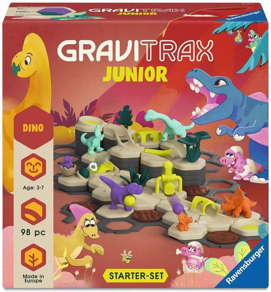 Ravensburger GraviTrax Junior Starter Set L Dino 24586 - Expandable marble run for children, made of environmentally friendly materials with theme worlds, educational and construction toy from 3 years