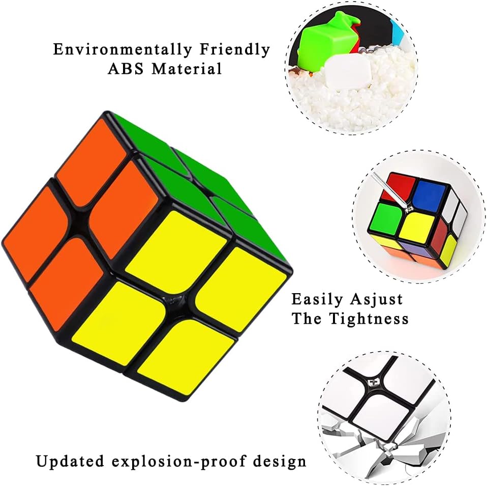 2x2 Speed Cube, Classic 2x2 Cube Puzzles Toy (Black)
