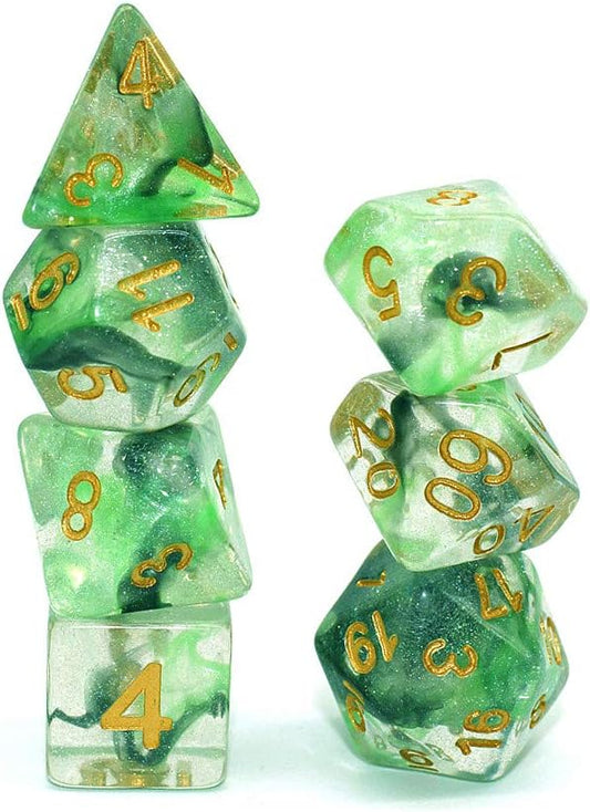 Polyhedral DND Dice Set RPG Rainbow Dice for Dungeons and Dragons(D&D) Role Playing Game,MTG,Pathfinder,Table Game,Math Games Dice Set with Dice Pouch