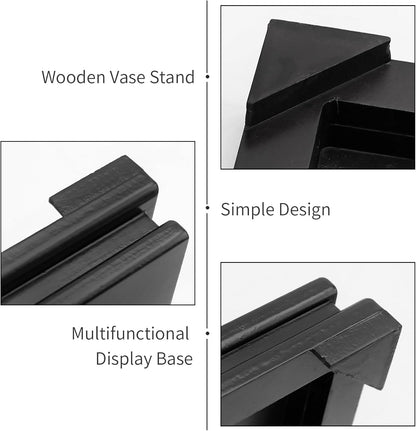MDEOOSKY Wooden Display Stand Rectangle Wood Display Base Display Risers Rectangle Vase Riser Teapot Aquarium Lamp Base Home Decoration 10.24" W x 8.86" D x 1.69" H (Black)