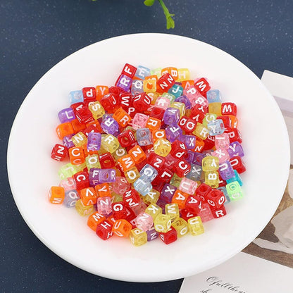 DAHI 400PCS Cube Letter Beads 8mm Alphabet Bead Colorful A-Z Acrylic Letter Beads for Jewelry Making (Color White 8x8mm)
