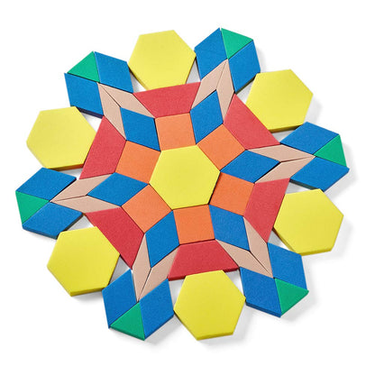 hand2mind Foam Pattern Blocks, Geometric Shapes for Kids, Pattern Play, Toddler Pattern Blocks, Learning Shapes for Kindergarten, 3D Shapes Manipulatives, Sorting Math Blocks (Set of 1,250)