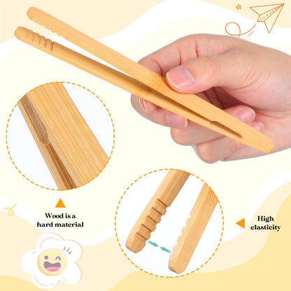 NUOBESTY 3PCS Wooden Tweezer Tongs Kids Tweezers for Fine Motor Peg Board Beads Game Clips Counting Matching Game Beads for Montessori Sorting Toys