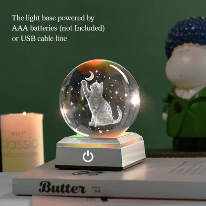 3D Solar System Crystal Ball Universe Glass Ball Space Astronomy Gift Planets Model Science Astrophysics Gifts Solar System Night Light Glass Globe Decor with 12 Colorful Modes Light Base