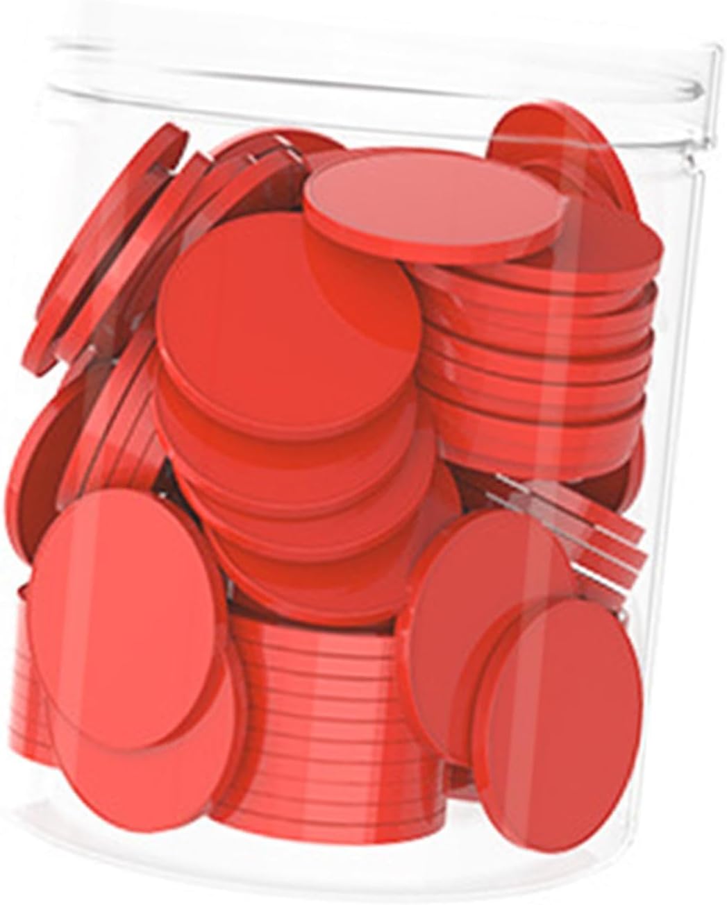 100 x 25mm Counting Chips Math Counters Accessories Round for Game Activities Versatile Sturdy PP Material with Storage Box, Red