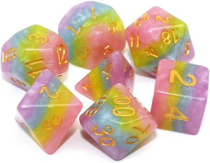 Polyhedral DND Dice Set RPG Rainbow Dice for Dungeons and Dragons(D&D) Role Playing Game,MTG,Pathfinder,Table Game,Math Games Dice Set with Dice Pouch
