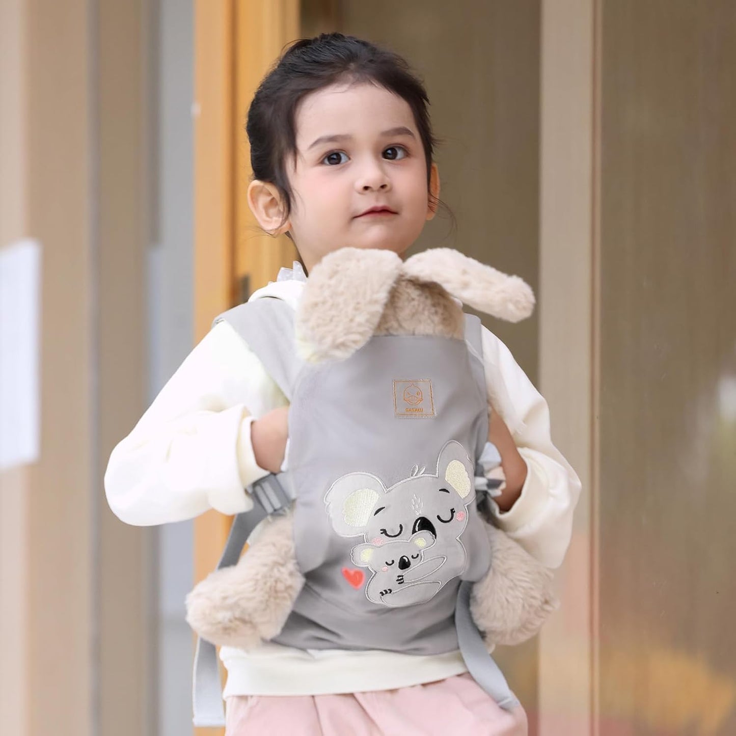 GAGAKU Doll Carrier for Kids, Toy Baby Doll Carrier, Reborn Dolls Carrier Toy Baby Sling with Adjustable Straps, Baby Doll Accessories - Green - Camellia
