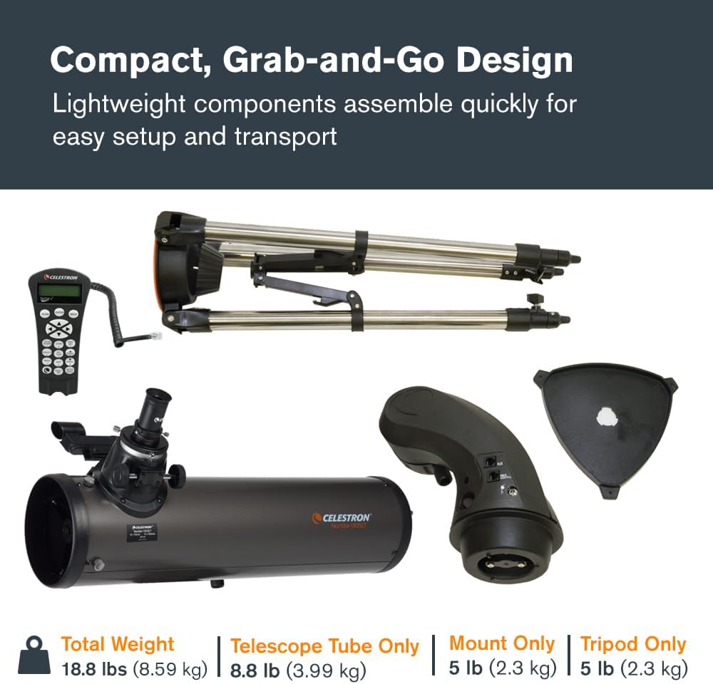 Celestron - NexStar 130SLT Computerized Telescope - Compact and Portable - Newtonian Reflector Optical Design - SkyAlign Technology - Computerized Hand Control - 130mm Aperture Grey