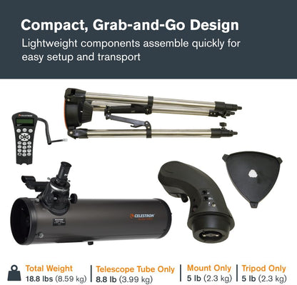 Celestron - NexStar 130SLT Computerized Telescope - Compact and Portable - Newtonian Reflector Optical Design - SkyAlign Technology - Computerized Hand Control - 130mm Aperture Grey