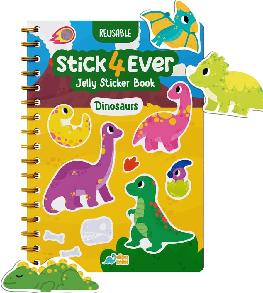 Stick4Ever Jelly Sticker Book - for Kids - Waterproof, Easy to Clean Reusable Sticker Book for Toddlers- Reusable Road Trip Activities for Kids - Stocking Stuffers for Toddlers (Wonderland)