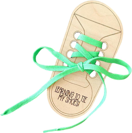 Portable Wooden Lacing Shoe Toy with Colorful Shoelace Tying Practice Board for Parent Skill Development Early