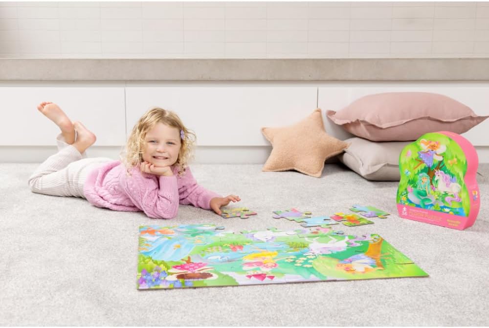 Crocodile Creek 36-Piece Jigsaw Floor Puzzle - Shark Reef - for Kids Ages 3-5 - Heavy-Duty Shaped Box for Storage - 24" W x 18" H Finished