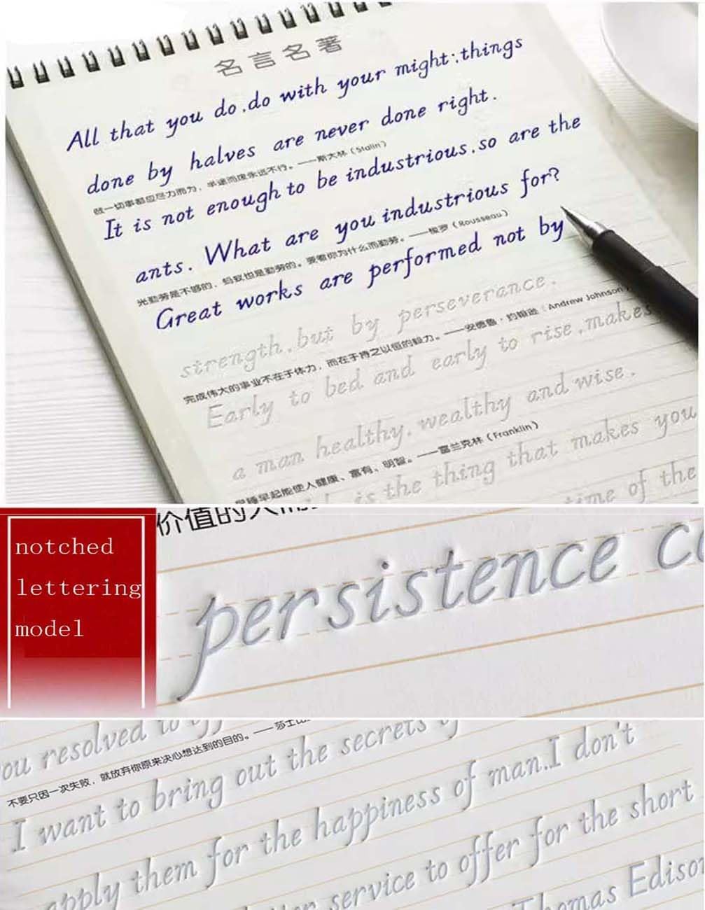 Italic 3D Groove Practice English Calligraphy Copybook Handwriting Practice Book for Adults and Kids