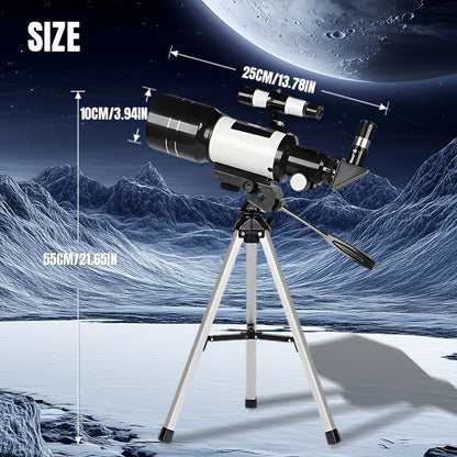 150x Telescope, 70mm Aperture Telescope, High Magnification, Portable Astronomical Telescope (White)