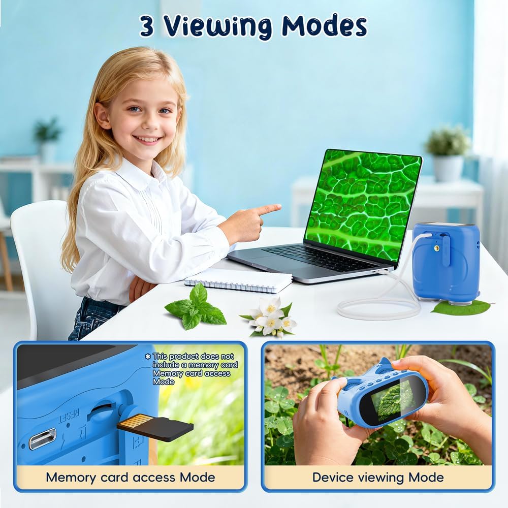 2-in-1 Kids Microscope Telescope, Temodu 2.0" 1000X Digital Microscope for Kids, HD Portable Education Telescope for Kids Birthday Festival Gift, Science Fun Toys for Children Age 4-12 (Purple)