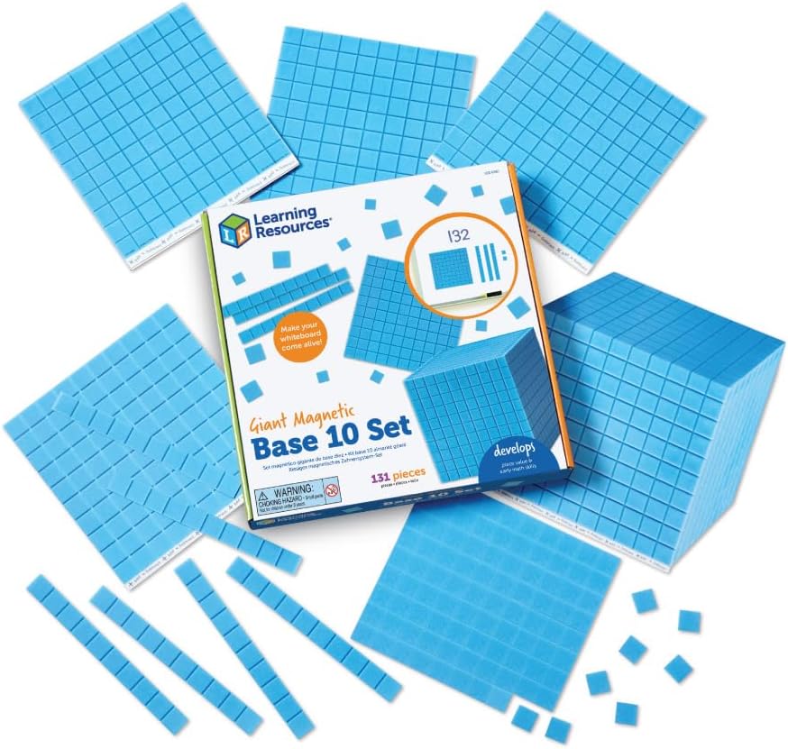 Learning Resources Base Ten Blocks Smart Pack - 121 Pieces, Ages 6+, Grades 1+, Math First Grade Games, School Supplies