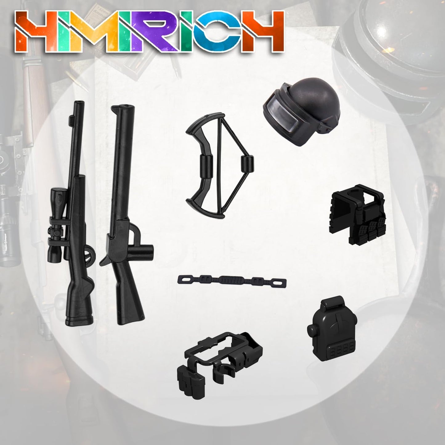 Weapons Pack Military Toy Set Building Blocks Model for Soldier Figures, Army Equipment Gear Kit Pieces and Parts Accessories Compatible with Major Brand