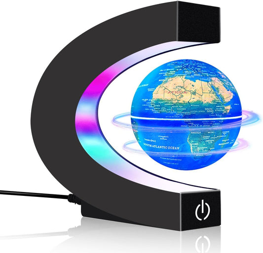 Magnetic Levitating Floating Globe with 7 Colored Lamp, World Globe for Men Father Boy Girl, Birthday Gifts Office Home Desk Toy Decor Display Frame, Cool Tech Gadgets Gifts