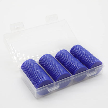 Set of 100 Opaque Plastic Learning Counters Mini Poker Chips Game Tokens with Storage Box (Black+White+Blue+Purple, 1 Inch)