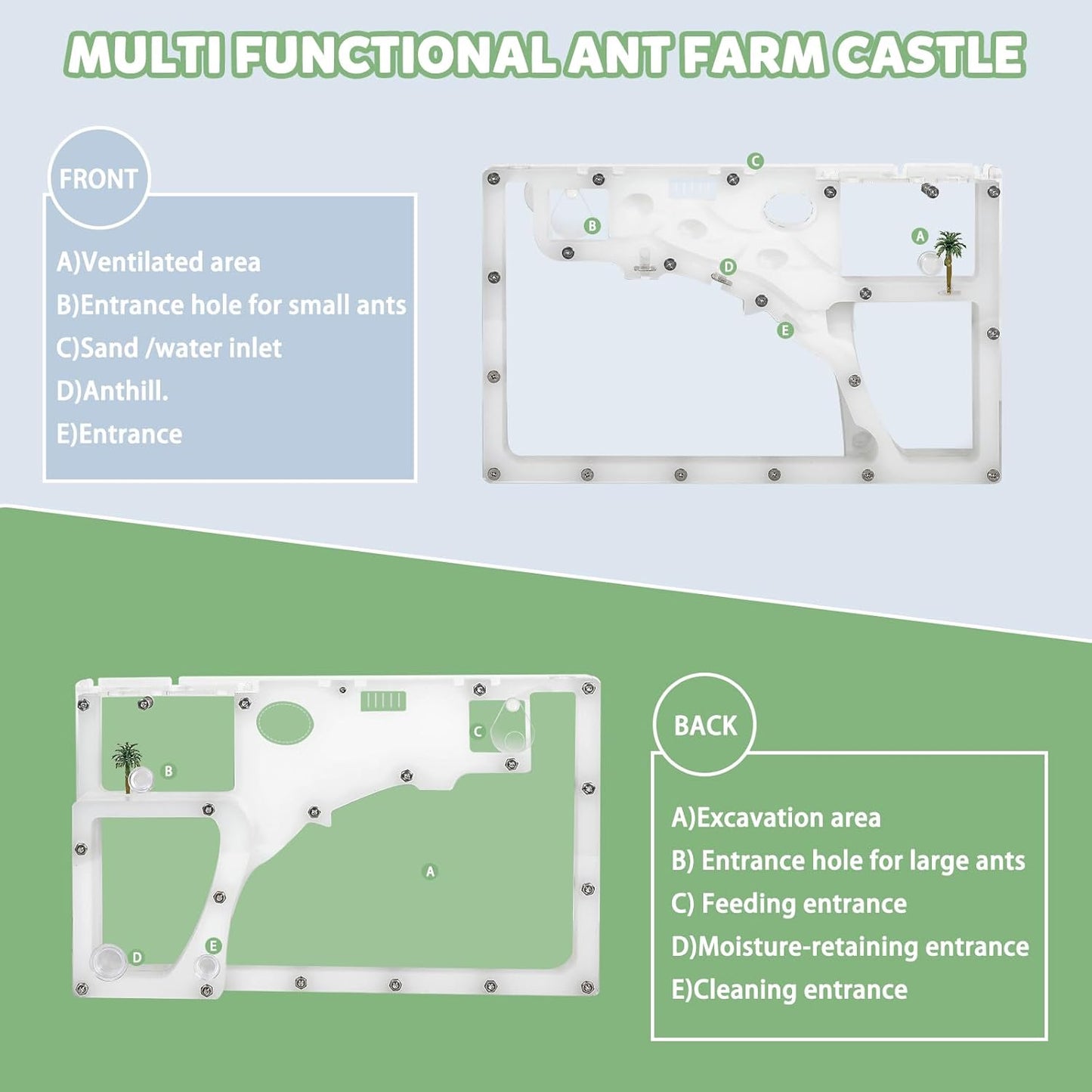 Ant Farms with Connections, Ant Farms, Live Ants for Ant Farm Educational Science DIY Toy Kit - STEM Learning Toy - Great Gifts [Ants not Included] (Rectangle)