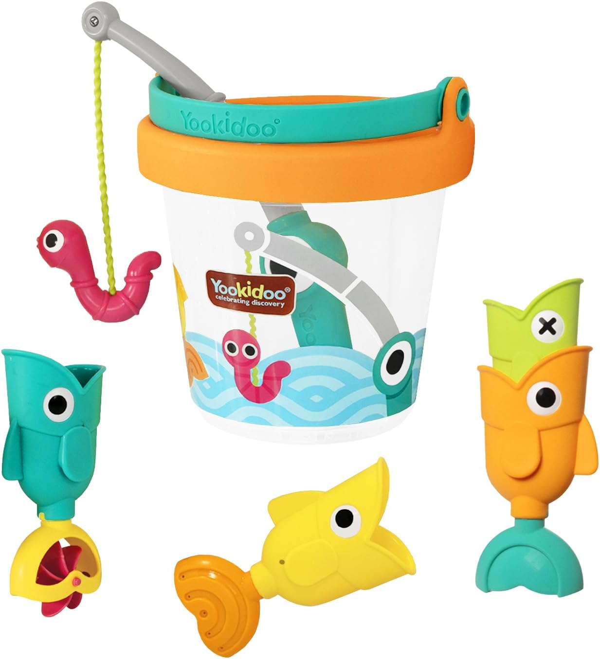 Yookidoo Ice Cream Bucket - Baby Bath Toys Scoop 'N' Splash Set with Floating Cups and Ice Cream Scooper - Water Toys for Toddlers Bathtime Fun