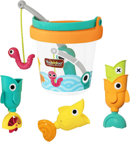 Yookidoo Ice Cream Bucket - Baby Bath Toys Scoop 'N' Splash Set with Floating Cups and Ice Cream Scooper - Water Toys for Toddlers Bathtime Fun
