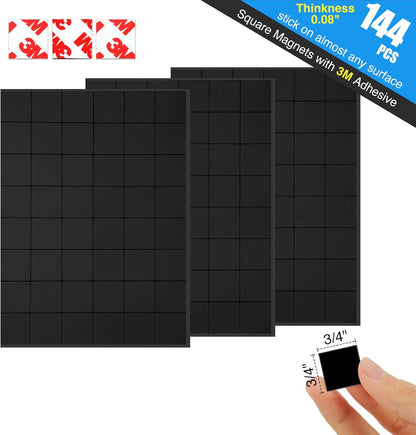 Magnetic Squares with Adhesive Backing(36PCS Each 1.5" x1.5"),Pre-Cut Self Sticky Magnets as Back to School Supplies,Peel and Stick for Cards/Picture/Poster (80mil Magnet)