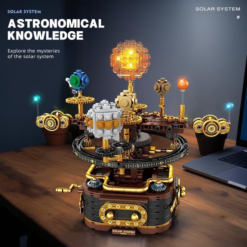 Spinning Solar System Space Building Kit, STEM Model with Rotating Planets, Sun and Astronomy Educational Toys for Kids, Outer Space Birthday Gift for Ages 6+