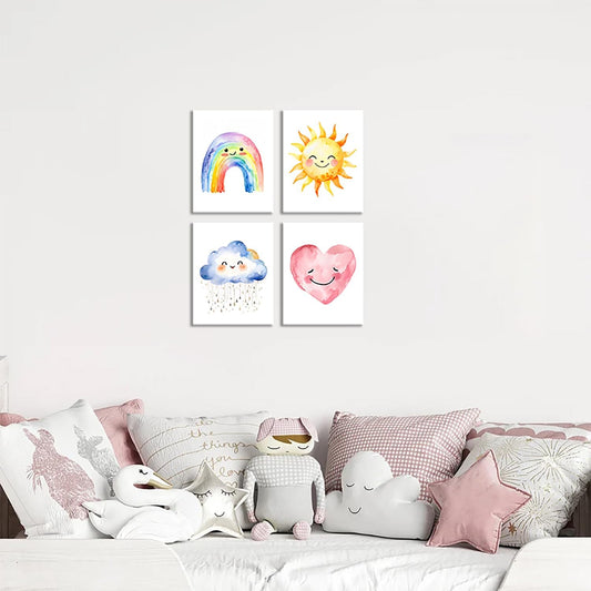 Chemistry Wall Art,Colorful and Interesting Science Explore Canvas Posters for Laboratory Kids Playroom Bedroom Classroom Bulletin Board Decor, Set of 4 (8"x10" Unframed)