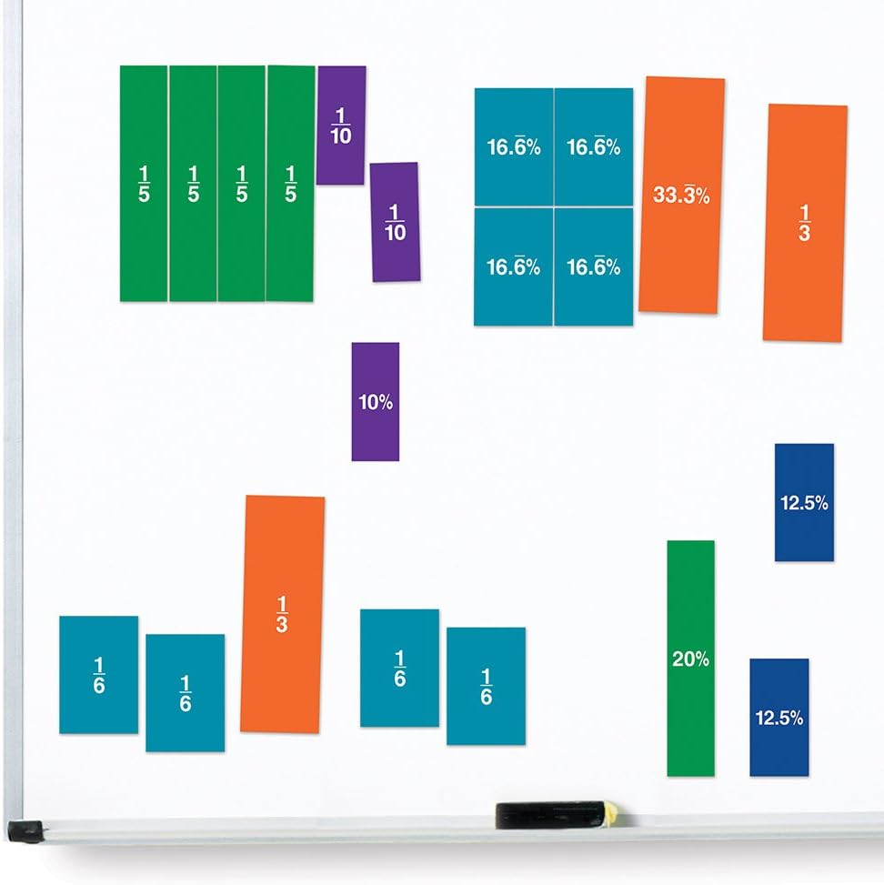 Learning Resources Double-Sided Magnetic Fraction Squares, Math Manipulations, 51 Pieces, Ages 6+