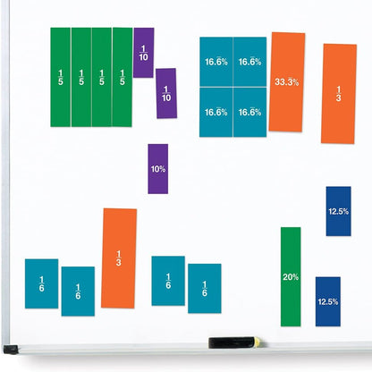 Learning Resources Double-Sided Magnetic Fraction Squares, Math Manipulations, 51 Pieces, Ages 6+