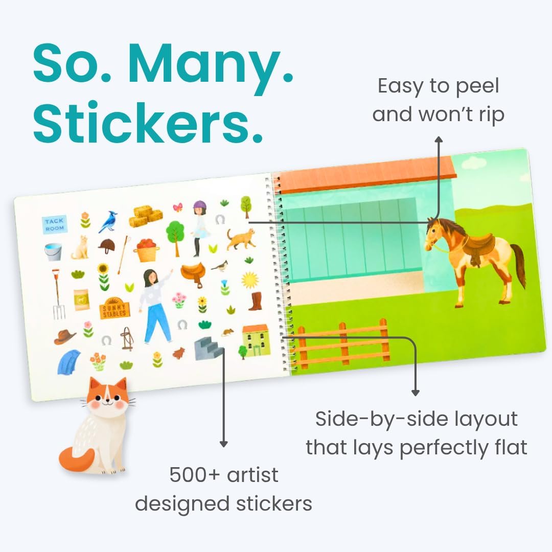 Animals Habitat 500+ Kids Sticker Book by Cupkin Toddler Airplane Travel Activity Coloring and Sticker Book, Road Trip Essentials, 12 Coloring Pages + 12 Scenes for Ages 2–8 Years - Colors A