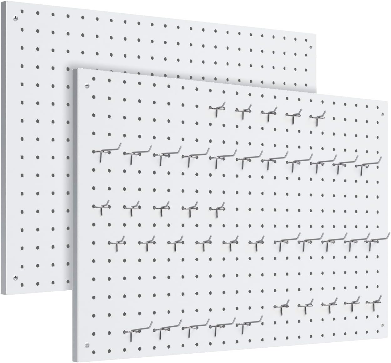 Peg Board, 2 Pack Metal Pegboard Panels Pink Pegboards Wall Organizer with Frame Large Heavy Duty Peg Board with Hooks for Walls Home,Garage Tool Storage,Office Organization,Kitchen 24”×16”