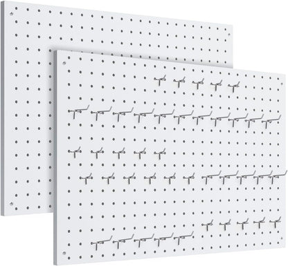 Peg Board, 2 Pack Metal Pegboard Panels Pink Pegboards Wall Organizer with Frame Large Heavy Duty Peg Board with Hooks for Walls Home,Garage Tool Storage,Office Organization,Kitchen 24”×16”