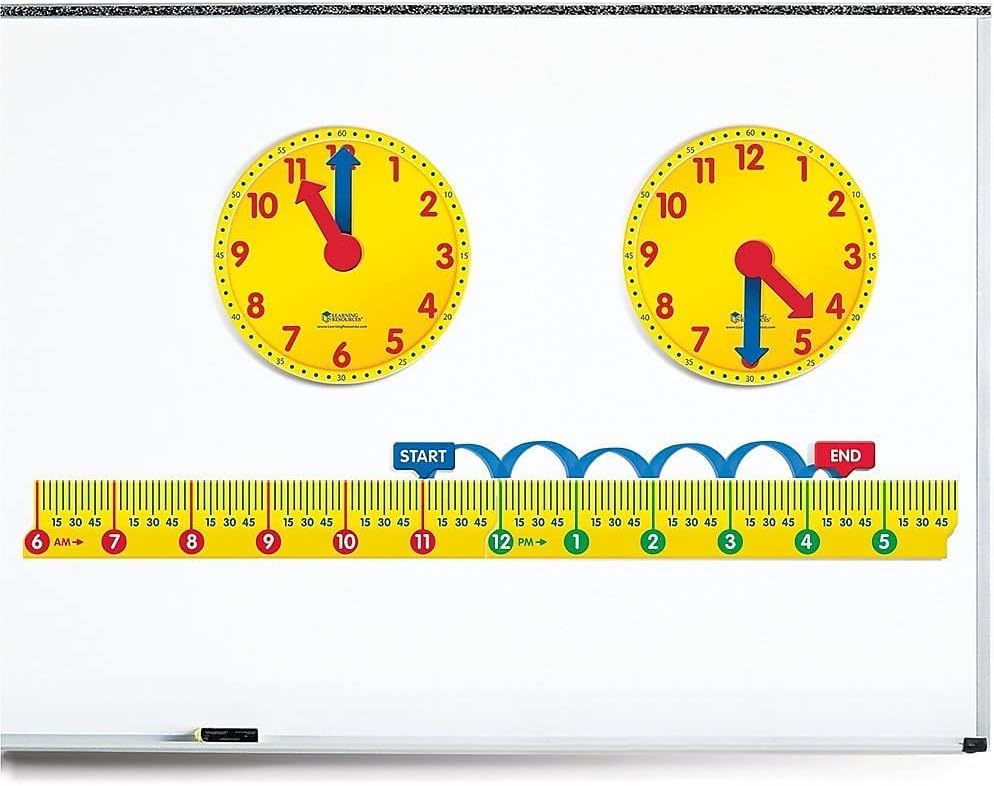 Learning Resources Magnetic Elapsed Time Set, Telling Time, Clock for Kids, Classroom Supplies, Set of 2