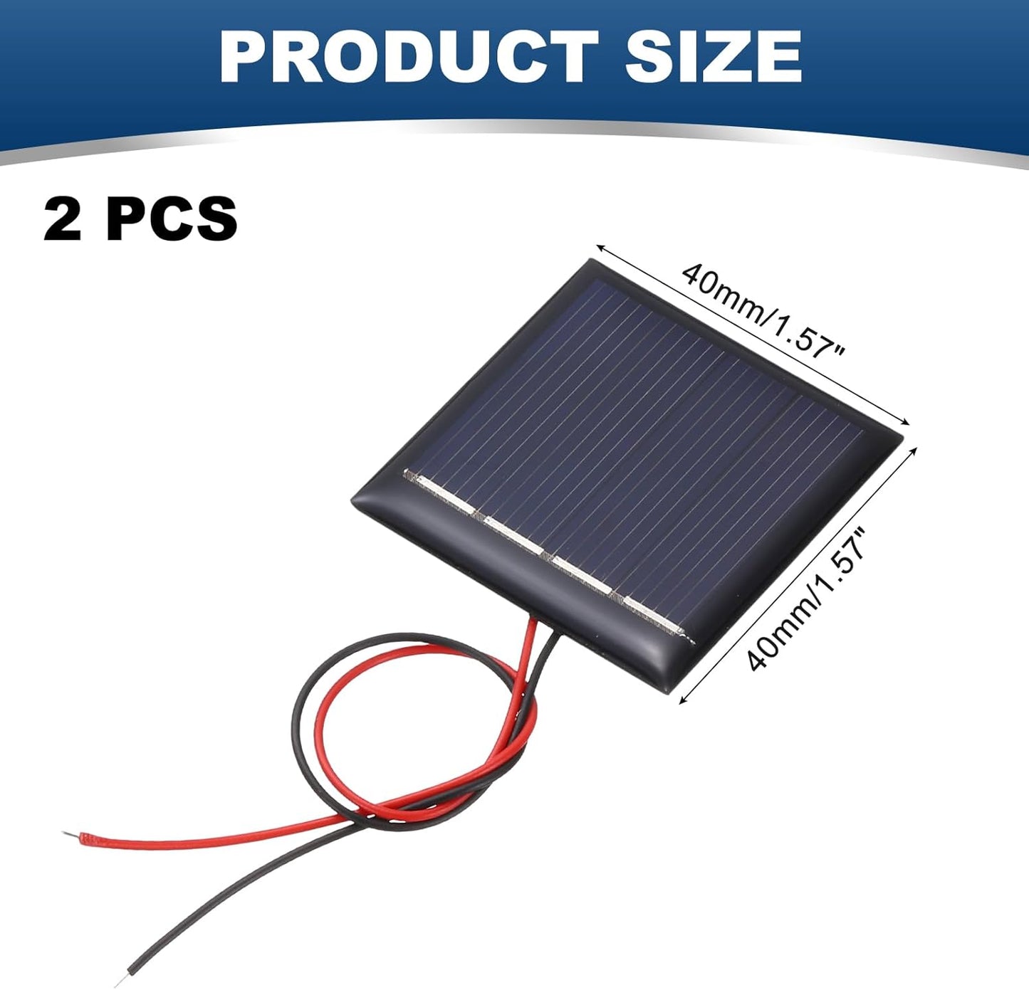 MECCANIXITY 2 Pcs 5.5V 0.44W 70mA Mini Solar Panels, Small Polycrystalline Solar Cell Panel with 2 Cable for DIY Electric Toy Materials Kits Charger, 60mm x 60mm