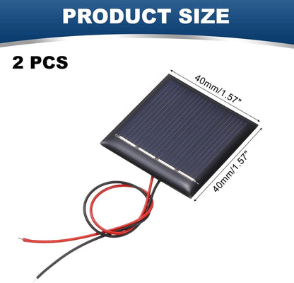 MECCANIXITY 2 Pcs 5.5V 0.44W 70mA Mini Solar Panels, Small Polycrystalline Solar Cell Panel with 2 Cable for DIY Electric Toy Materials Kits Charger, 60mm x 60mm