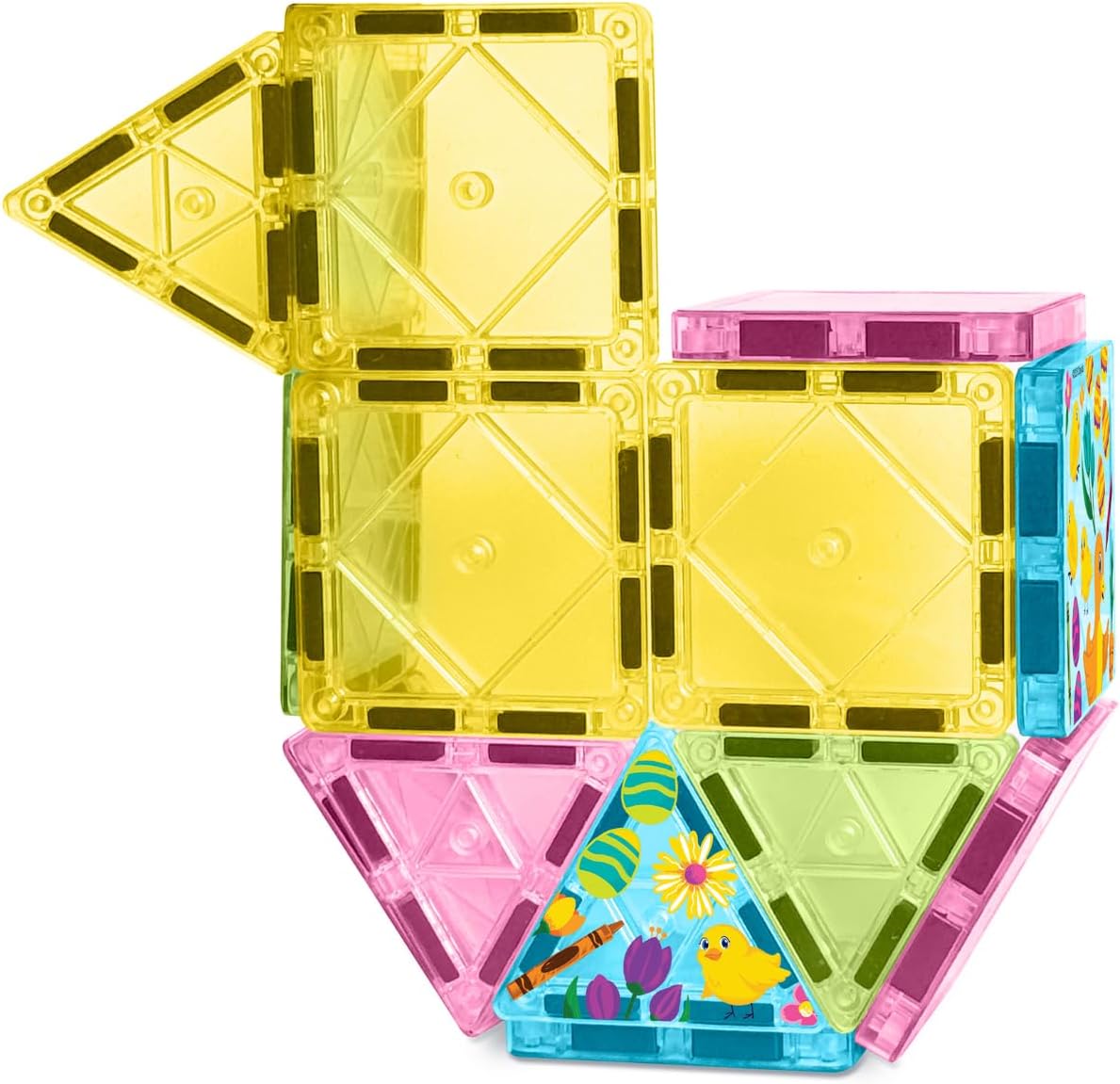 CreateOn Crayola Magnetic Tiles, Building Set for Kids, Magnetic Toys for Kids, Travel Toys, Classroom Sensory Toy Blocks, STEM & Montessori Tools for Boys & Girls Ages 3+, 14-Piece Set (Glitter)