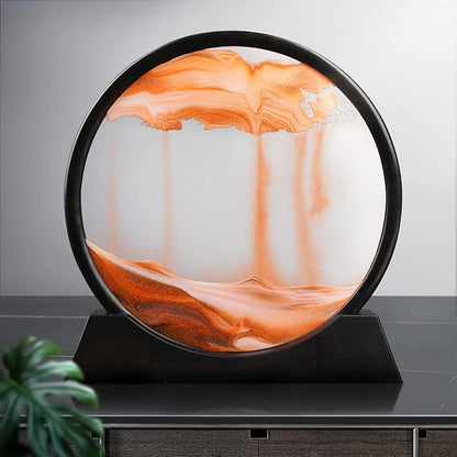 Arthink Moving Sand Art Picture in Motion Round Glass 3D Deep Sea Landscape, Dynamic Sand Art Sandscapes, Sensory Relaxing Desktop